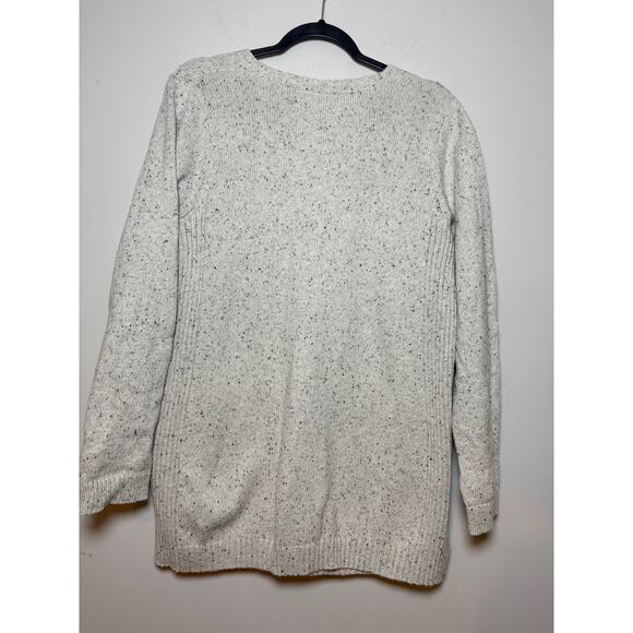 J.Jill V Neck Tunic Cream Speckled Sweater Size M - Picture 2 of 9